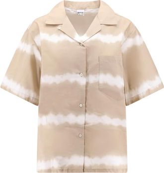Aspesi Shirts, female, Beige, 2XS, Printed Beige Shirt with Bowling Collar