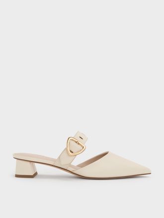 Charles & Keith Sepphe Metallic Buckle Pointed-Toe Heeled Mules