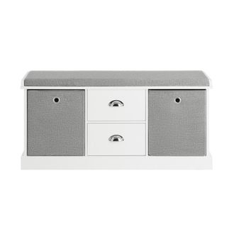 SoBuy Panca Scarpiera Cassapanca Da Interno Mobile Bagno Con 2 Cassetti E 2 Cesti L96p33a50cm Fsr66-hg Sobuy