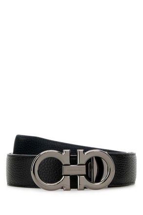 Ferragamo Black Leather Reversible Belt