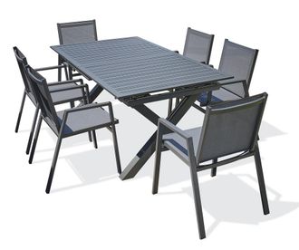 DCB Garden Conjunto de comedor de jard&iacute;n 6 plazas de aluminio