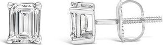 House of Brilliance 14K White Gold 1 1/2 Ct Emerald Lab-Grown Diamond Solitaire Stud Earrings at Nordstrom