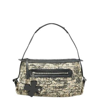 Chanel Pre-owned Shoulder Bags, female, Beige, Size: ONE SIZE Pre-owned Icon Print Clover Tweed Leather Shoulder Bag