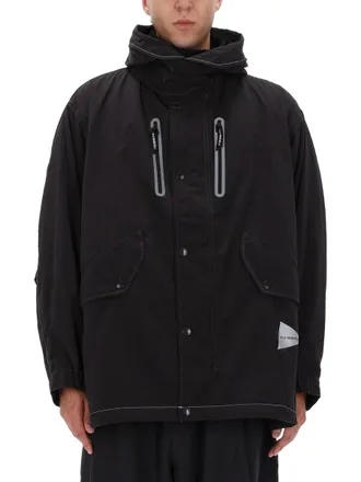 And Wander Loose Fishtail Octa Polyester-Blend Hooded Jacket