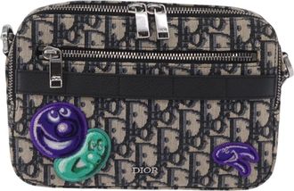 Dior Kenny Scharf Safari Messenger Oblique Canvas With Applique Navy Canvas Handbag (Pre-Owned)