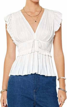 Current Air Pleated Peplum V-Neck Blouse In White