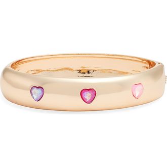 Open Edit Faceted Heart Hinged Bangle Bracelet in Multi Pink- Gold at Nordstrom