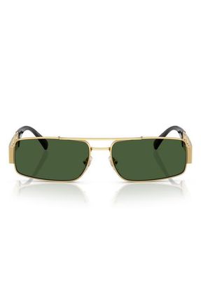 Versace 60mm Rectangular Sunglasses in Gold /Dark Green at Nordstrom