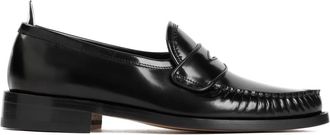 Thom Browne Pleated Varsity Loafers - Heren - Loafers - Zwart - 40 1/2 EU - Leer - Schoenen