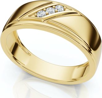 Pompeii3 1/16Ct TW Three Stone Mens Brushed Diamond Lab Grown Wedding Ring in 14k Gold
