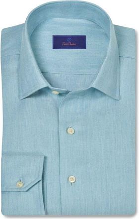 David Donahue Spread Collar Herringbone Sport Shirt in Sea at Nordstrom, Size Xx-Large