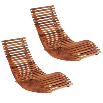 vidaXL Vidaxl - Tumbonas Mecedoras 2 Unidades Madera Maciza De Acacia