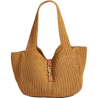Saint Laurent Le 5 &Agrave; Bea Woven Tote in Natural Brown/Brick at Nordstrom
