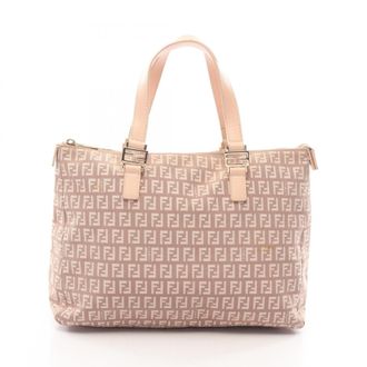 Fendi Pink Canvas Leather Handbag Tote Bag (Pre-Owned)