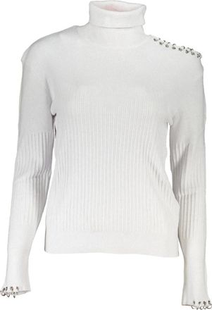 Patrizia Pepe Grijze Trui met Lange Mouwen en Logo - Dames - Coltruien - Grijs - XS - Truien & Vesten