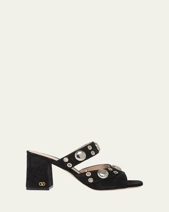 Valentino Garavani 75mm Studded Suede Mule Sandals
