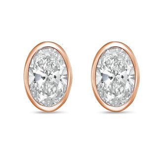 Diana M. Jewels 14Kt Rose Gold 1.00 cts Lab Grown Oval Diamond Bezel Studs