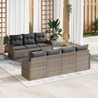 vidaXL Vidaxl - Conjunto De Sof&aacute; De Jard&iacute;n Con Coj&iacute;n 8 Pcs Gris 55 X 55 X 37 Cm