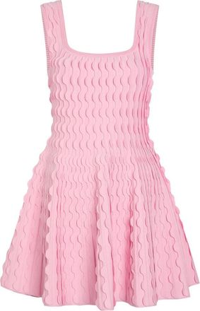 SIMKHAI Vanna Scalloped Knit Mini Dress - Pink - S (UK8-10 / S)