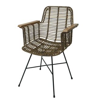 Hhg Non Utilizzato] Sedia Hhg 087 Sala Da Pranzo Cucina Rattan Kubu Intreccio Legno Metallo