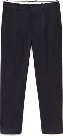 Mango Slim Fit Pleated Pinstripe Suit Pants in Dark Navy at Nordstrom, Size 34