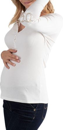 Cache Coeur Tunisian long sleeve pregnancy and nursing top in Ivory at Nordstrom, Size X-Large