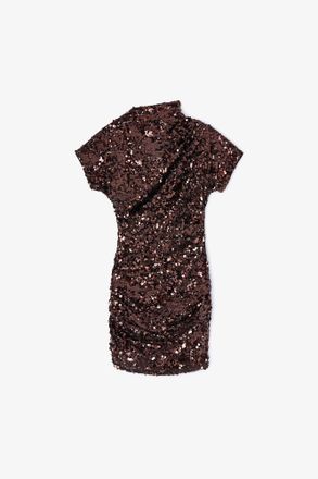 Ganni Brown Sequins Mini Dress - Size 10/12
