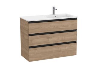Roca Roca - Pack Unik Mueble Base De 3 Cajones + Lavabo A La Derecha The Gap Color: Nogal