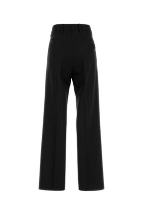 Miu Miu Womens Embroidered Stretch Wool Palazzo Pant Nero Pantaloni