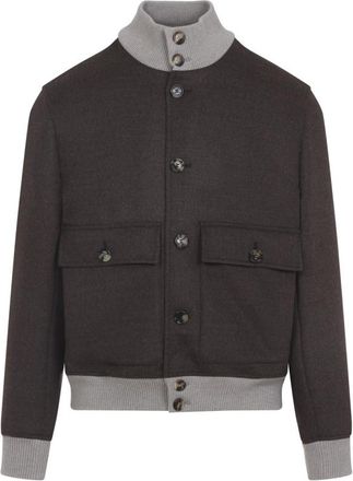 Brunello Cucinelli Brown Wool Bomber Jacket