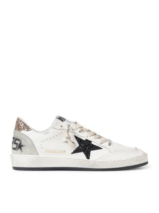 Golden Goose BALL-STAR SNEAKERS IN LEATHER AND GLITTER - Golden Goose Deluxe Brand - Woman