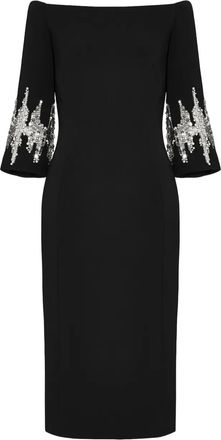 Jenny Packham Abito Aster midi con paillettes - Nero