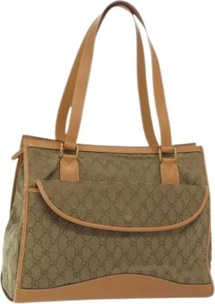 Gucci Pre-owned Tote Bags, female, Beige, Size: ONE SIZE Pre-owned Canvas Tote Bag