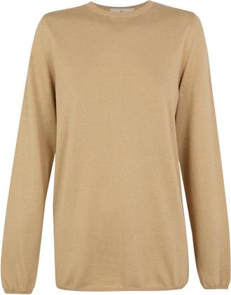 Cortana Rondgebreide trui - Dames - Ronde hals truien - Beige - S - Katoen - Truien & Vesten
