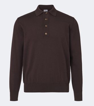 Eleventy Cotton and cashmere polo sweater