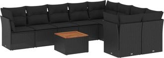 vidaXL Vidaxl - Set De Sof&aacute;s De Jard&iacute;n 10 Pzas Cojines Rat&aacute;n Sint&eacute;tico Negro