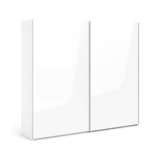 Dmora Dmora - Armario 2 Puertas Badesse, Muebles De Dormitorio, Vestidor, Armario De Ropa, 243x61 H220 Cm, Blanco Brillante