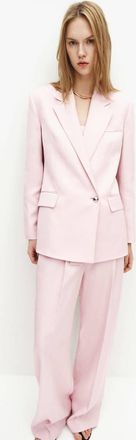 Mango Blazer completo doppiopetto misto lino viola chiaro/pastello - Donna - XXS - MANGO