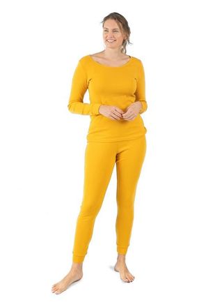 Leveret Womens Cotton Solid Matching Family Pajamas in Mustard at Nordstrom, Size X-Large