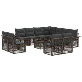 vidaXL Conjunto De Sof&aacute;s De Jard&iacute;n 12 Pcs Gris Rat&aacute;n Sint&eacute;tico Vidaxl
