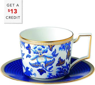 Wedgwood Hibiscus Teacup And Saucer 2Pc Setwith $13 Credit