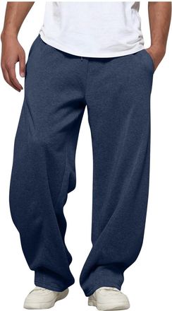 Generic Baggy Joggers for Men Uncuffed Straight Wide Leg Oversized Jogging Bottoms Loose Fit Open Hem Tracksuit Bottoms Gym Workout Athletic Sweatpants Trouse