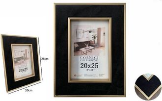 Trade Shop Trade Shop - Portafoto Cornice Per Foto Poster Quadri Tele 20x25 Cm Nera Con Bordi Oro 70303