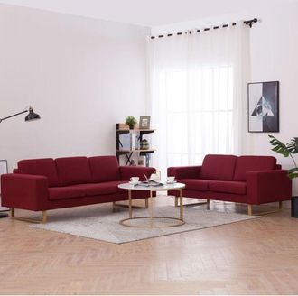 vidaXL Vidaxl - Juego De Sof&aacute;s 2 Piezas De Tela Color Vino Tinto