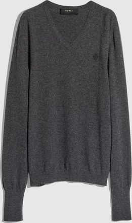 Gucci Knit Cashmere Sweater With Embroidery, Grey