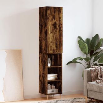 Berkfield Home Highboard Smoked Oak 34.5x34x180 cm Engineered Wood in Brown