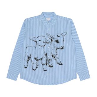 Obey Casual overhemd met knoopsluiting - Heren - Overhemden - Blauw - Maat: S Katoen