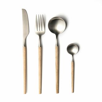 AM.PM Bestek 16-delig, inox en essenhout, Emako