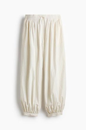 H&M Cotton Balloon Trousers in Light Beige/striped at Nordstrom, Size Medium