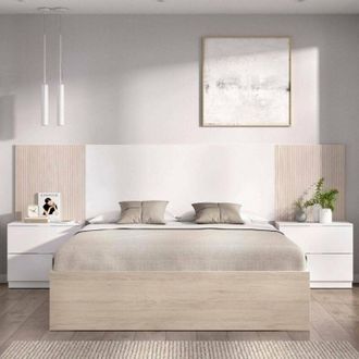 Dmora Dmora - Cama Doblezoagli, Sommier Para Dormitorio, Estructura De Cama Por Habitaci&oacute;n, Estructura Del Sostenedor Del Colch&oacute;n, 259x195 H106 Cm, Blanco Y